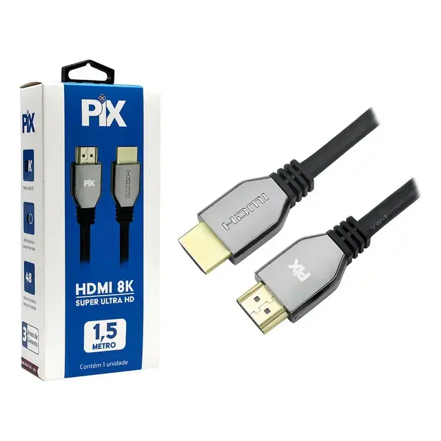 Cabo Hdmi Premium 2.1 1,5 Metros 4k 144hz 8k 120hz 48g Gamer - Pix