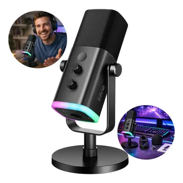 Microfone Fifine Usb/xlr Am8 Dinâmico Cardioide cor preto