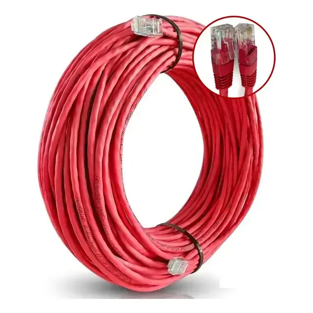 Cabo de Rede Patch Cord CAT6 RJ45 10m Plus Cable Vermelho