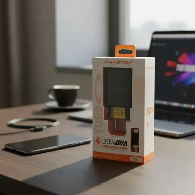 Carregador Turbo 30W com Cabo Incluído USB- Tipo C H'maston Modelo Y59-3