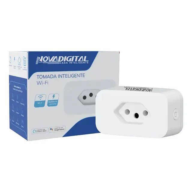 Tomada Inteligente Wifi Novadigital Medidor De Consumo 10a 3 Pinos Alexa Google Tuya Smart Life 110v 220v Bivolt Branca