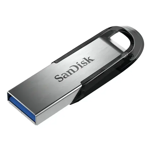 Pendrive SanDisk Ultra Flair 64GB 3.0 Liso prateado e preto