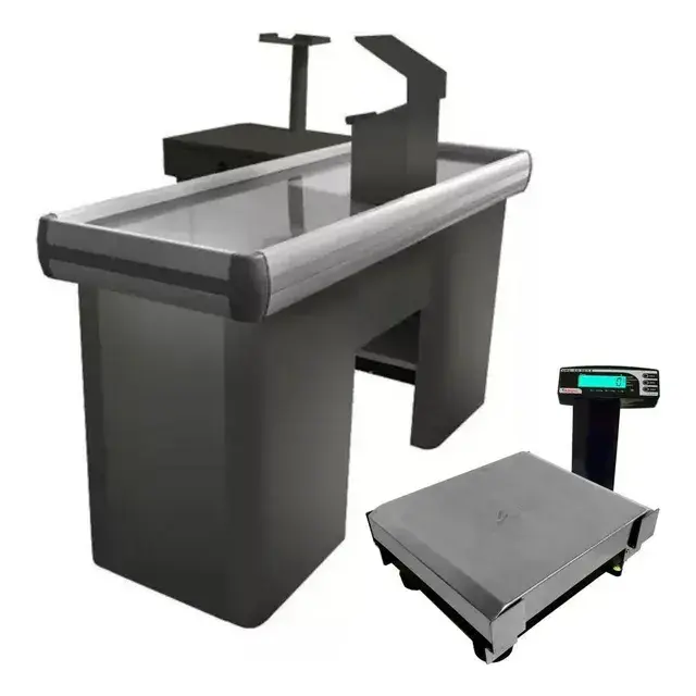 Caixa Empacotador Preto 1,50m Check Out E Balança 30kg Urano Preto