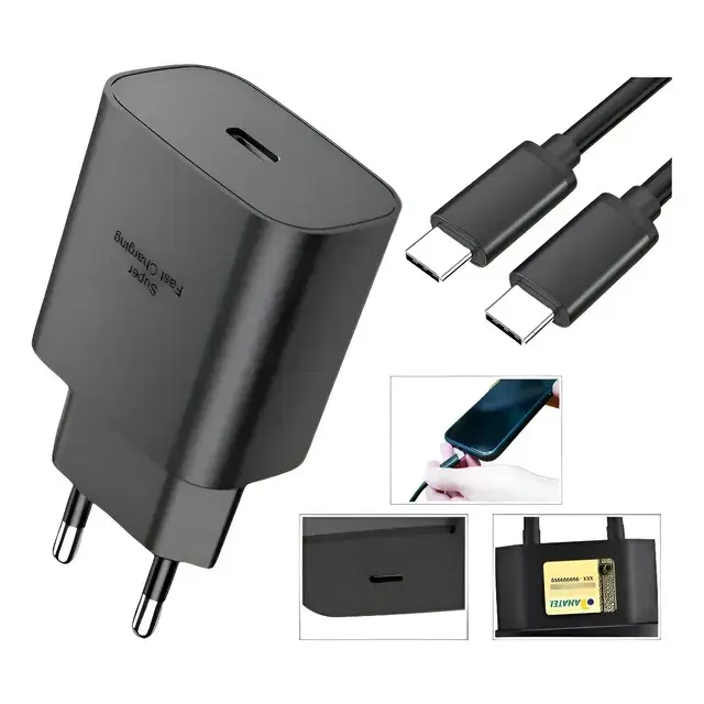 Carregador Turbo 45w Para Samsung Galaxy A15 A25 A54 A34 S24 Preto