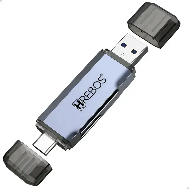 Leitor de Cartão Micro SD e SD 2 em 1 USB e USB-C Prateado