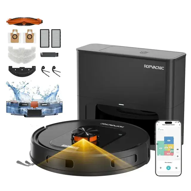 Robô Aspirador De Pó Inteligente Ropvacnic L2 Pro Com Estação Automático Wi-fi Passa Pano Mapeamento Laser Alexa/google